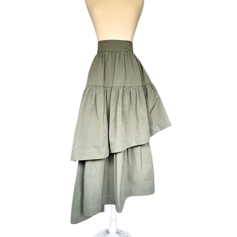 Aje Asymmetrical Olive Green Skirt